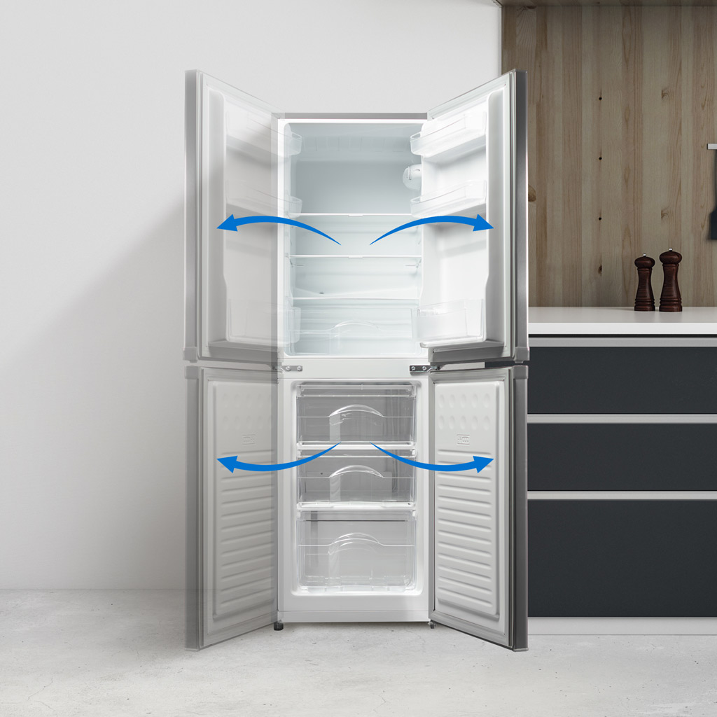 Danby DCR049B1BSLDB 4.9 cu ft mini fridge reversible door feature in home setting