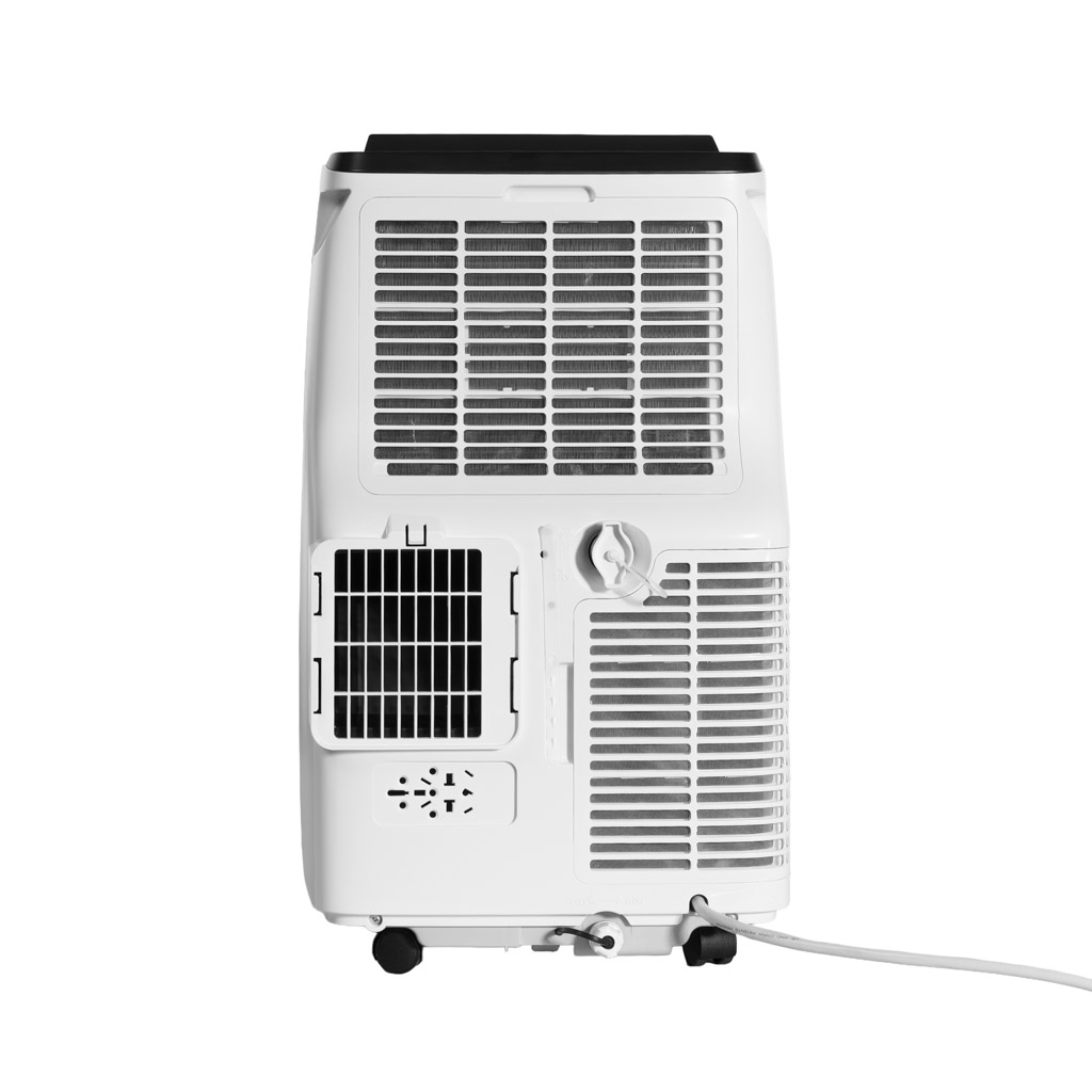 Danby DPA063E1WDB 10000 BTU portable air conditioner rear view showing air filter and exhaust connection