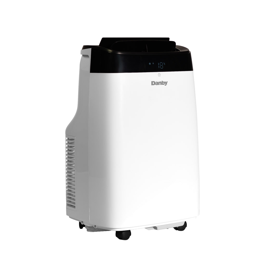 Danby DPA063E1WDB 10000 BTU portable air conditioner right side view with white finish and caster wheels