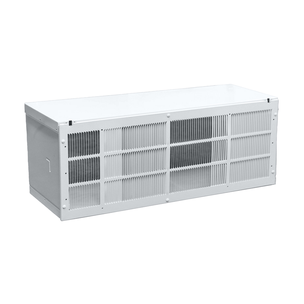 Danby DPSL120B1W PTAC wall sleeve with exterior grille shown from right angle