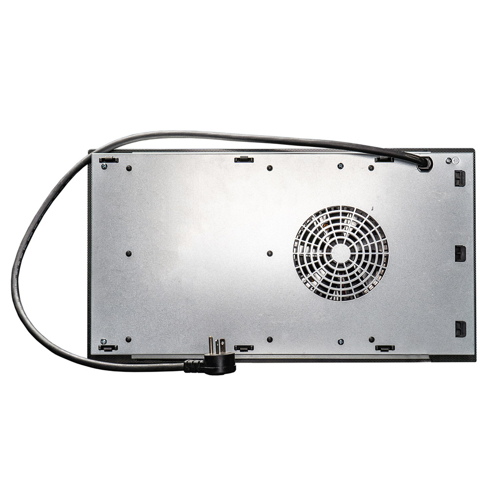 Danby DRC12B1DBD 12 inch radiant cooktop bottom view showing ventilation panel and base design