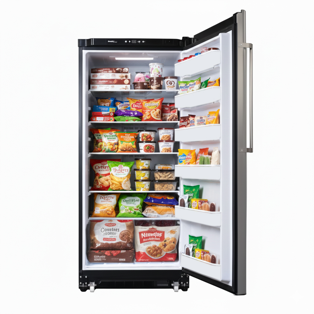 Danby Designer 16.7 cu. ft. Upright Freezer in Stainless Steel Look 7 Danby duf167a5bsldd front propped