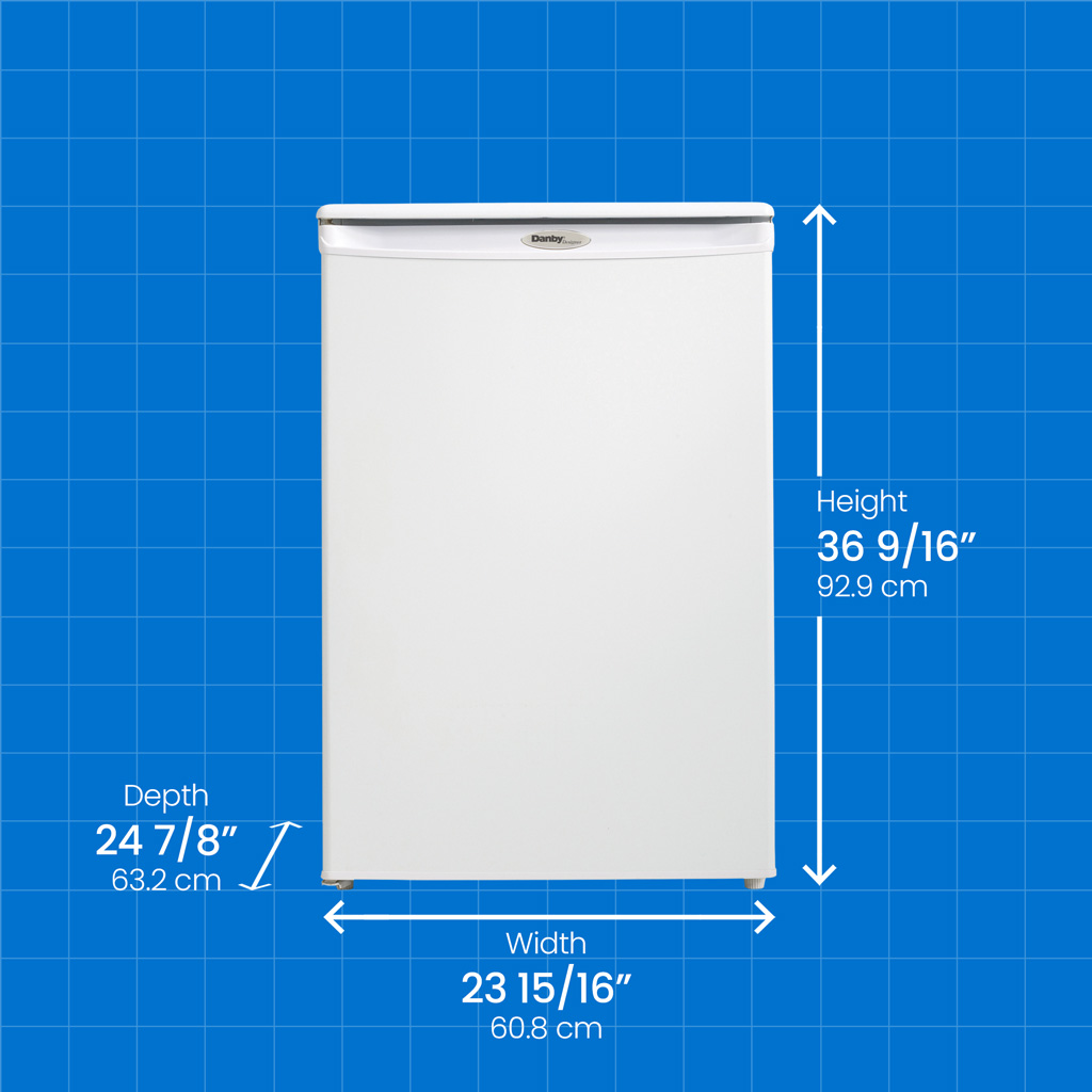 Danby Designer 4.3 cu. ft. Upright Freezer in White 6 Danby dufm043a2wdd dimensions