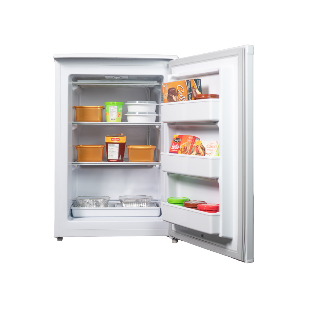 Danby Designer 4.3 cu. ft. Upright Freezer in White 7 Danby dufm043a2wdd front propped