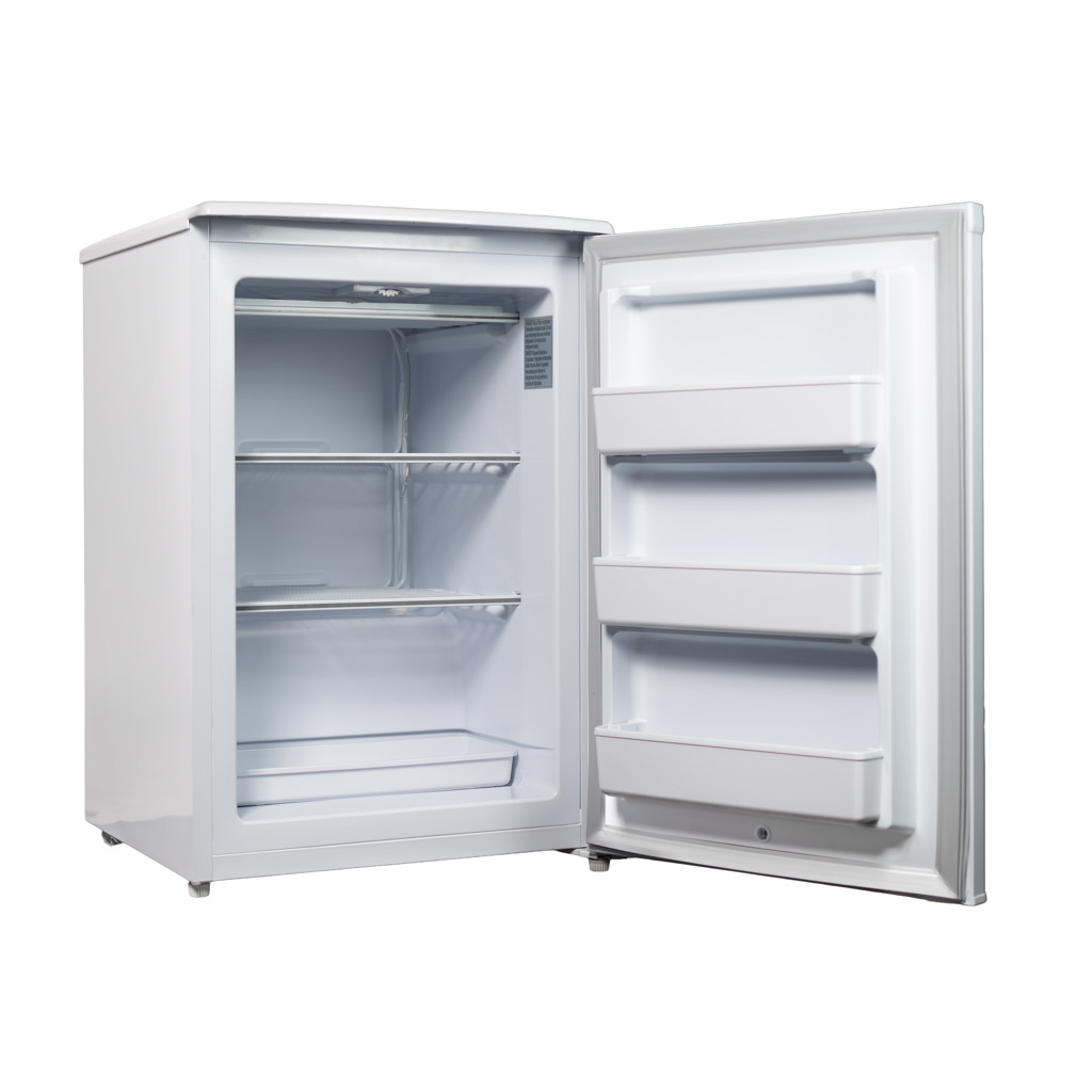 Danby Designer 4.3 cu. ft. Upright Freezer in White 9 Danby dufm043a2wdd open right