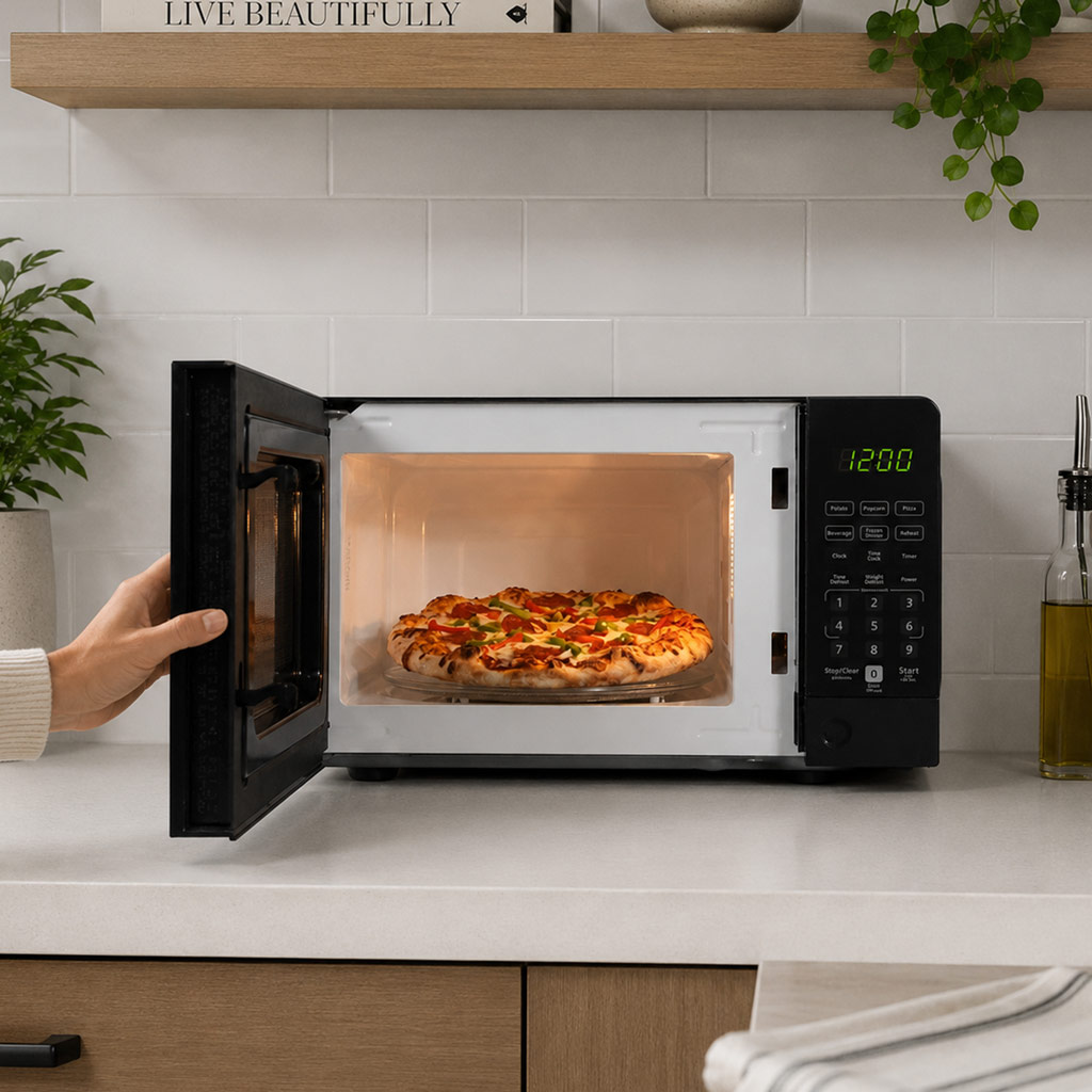 Danby DMW071A1B 0.7 cu ft countertop microwave cooking preset feature graphic