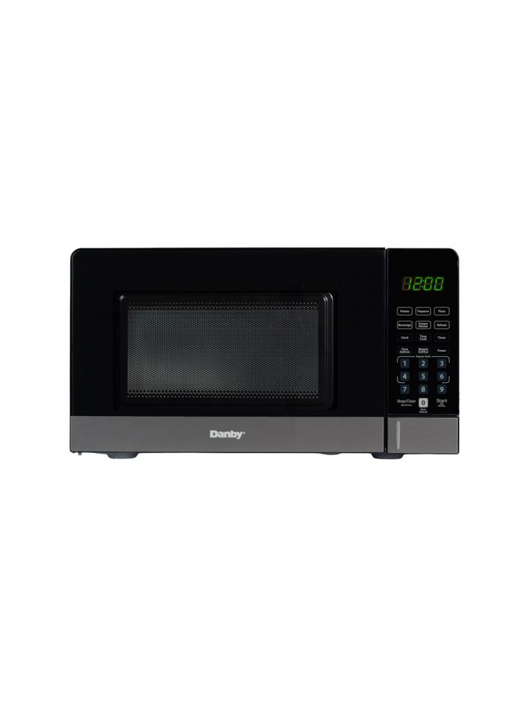 Danby DMW071A1SS 0.7 cu ft countertop microwave front view with digital controls