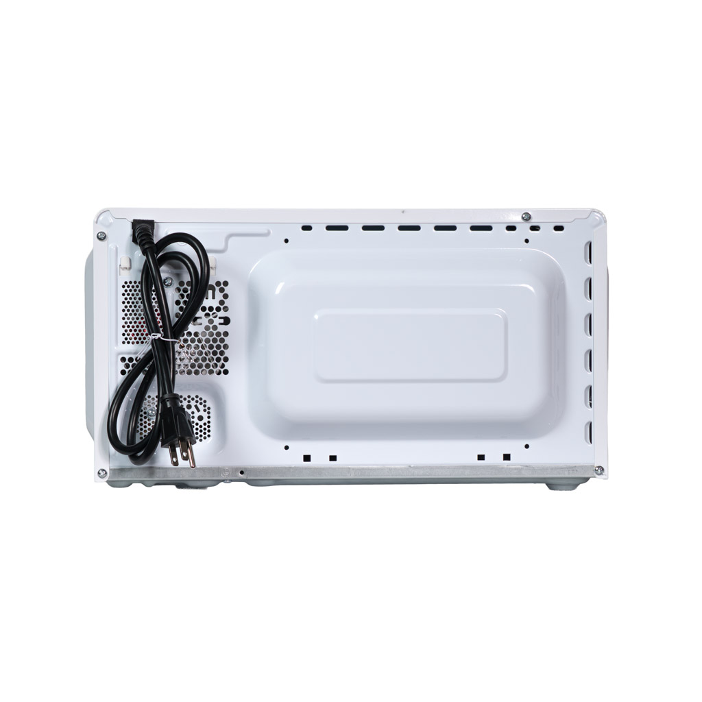 0.7 cu. ft. Countertop Microwave – 700 W 4 Danby DMW071A1W 0.7 cu ft countertop microwave rear view showing ventilation panel and power cord