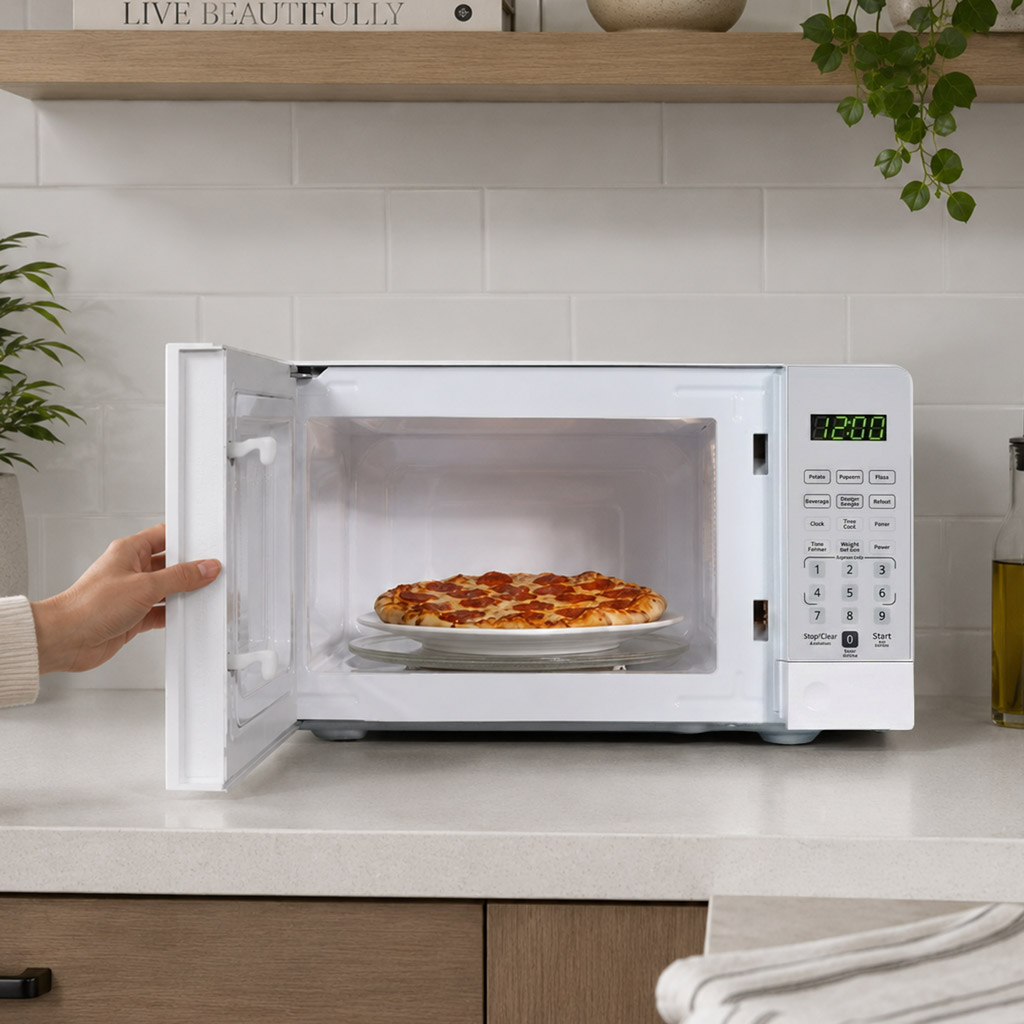 Danby DMW071A1W 0.7 cu ft countertop microwave cooking preset feature graphic