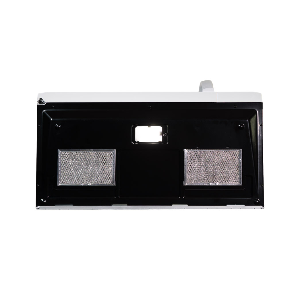 Danby DOM1742B1WDB 1.7 cu ft over range microwave underside view showing vent and light area