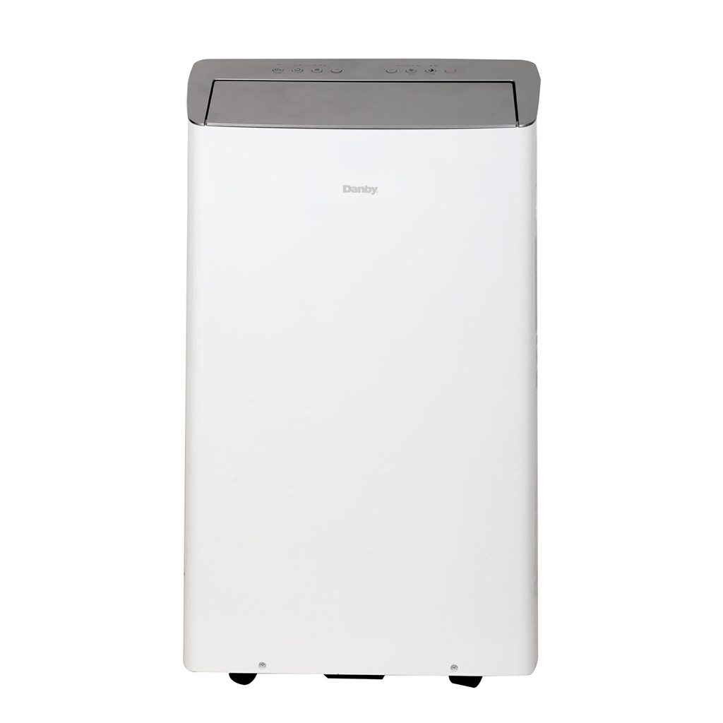 Danby DPA120B9IWDB 14000 BTU portable air conditioner front view with white finish and digital display