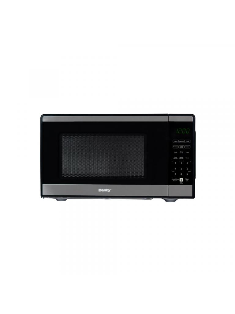 Danby DMW091A1SS 0.9 cu ft countertop microwave front view with stainless steel finish