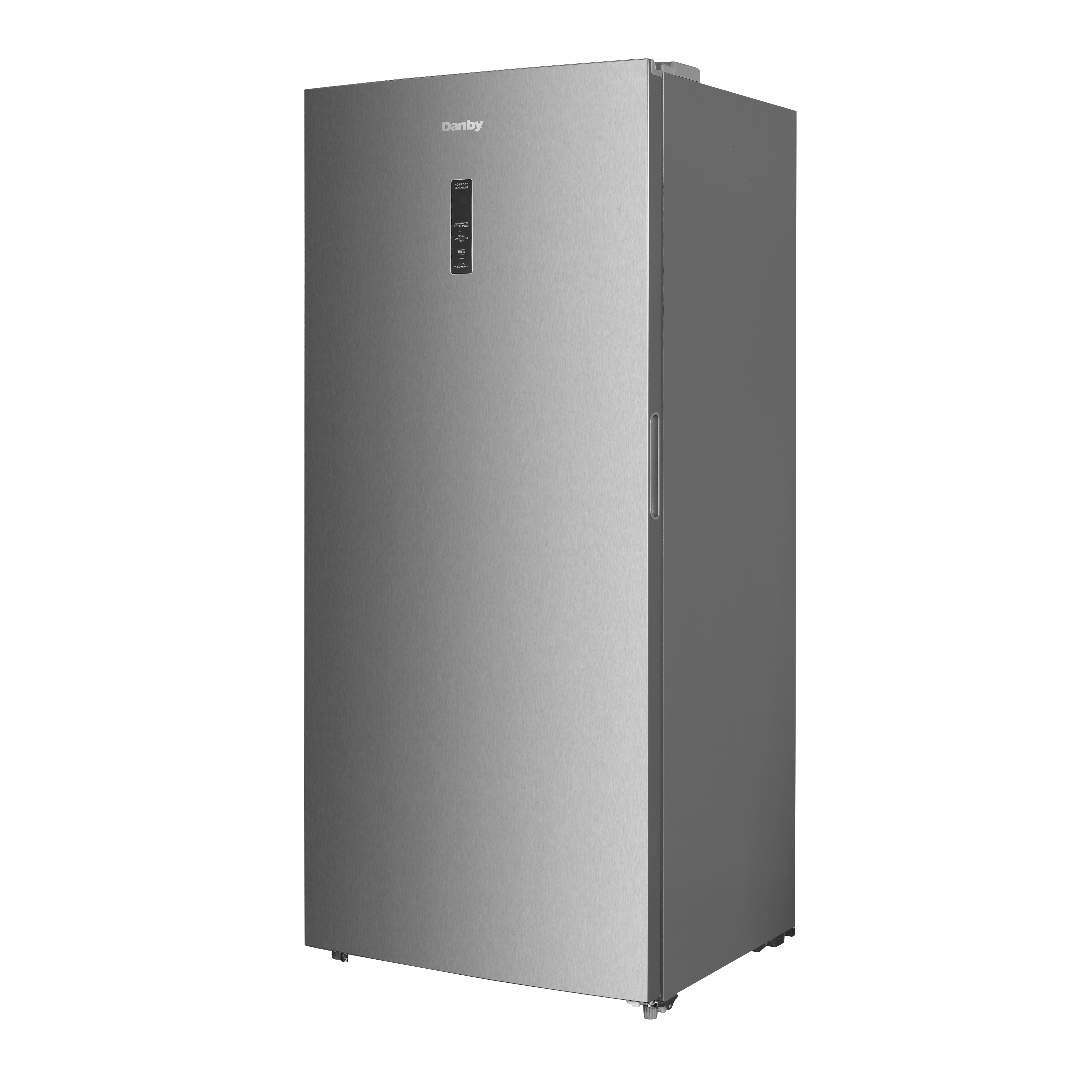 Danby DUF212B1SLCDB 21.2 cu ft upright freezer left angle view with white finish