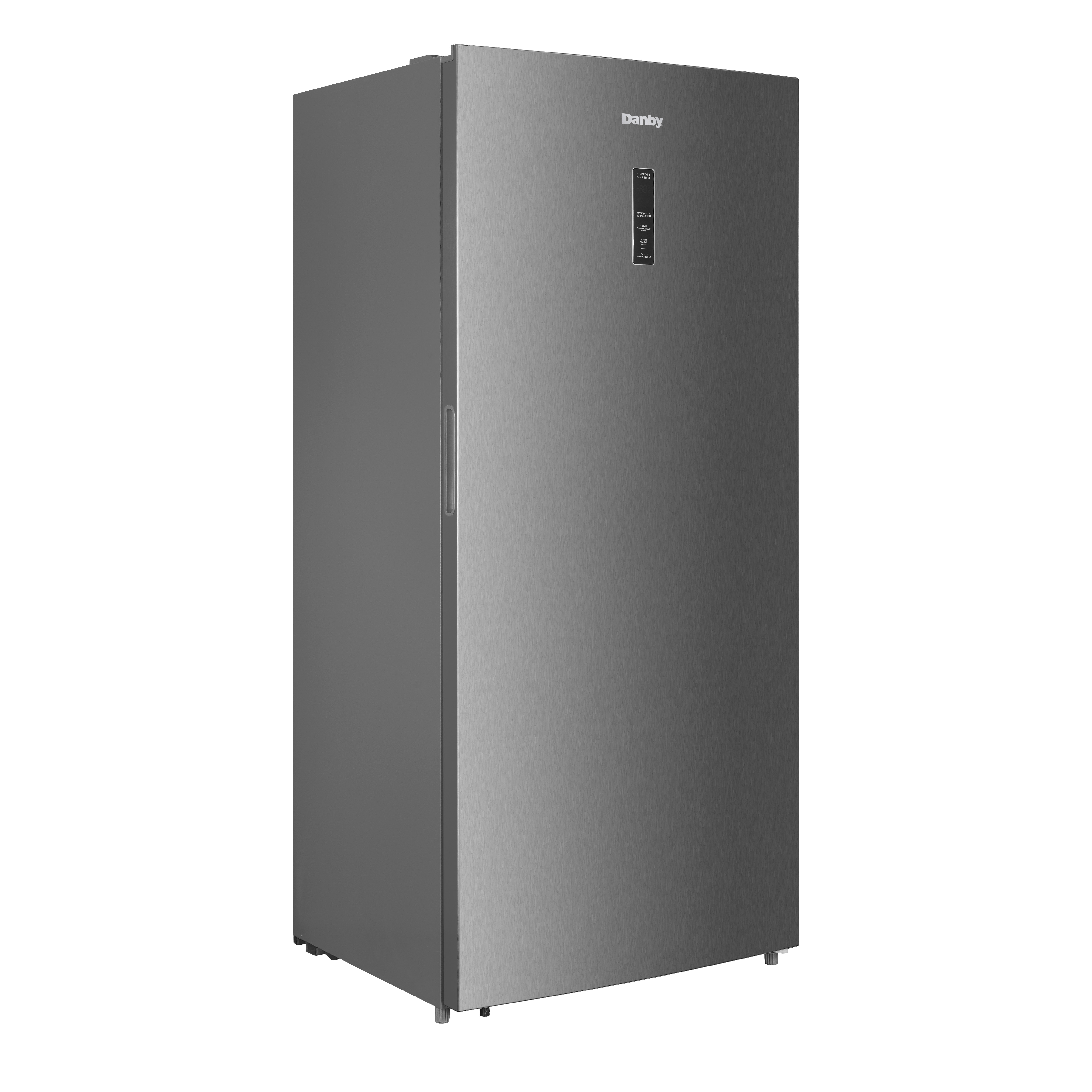 Danby DUF212B1SLCDB 21.2 cu ft upright freezer right angle view with white finish