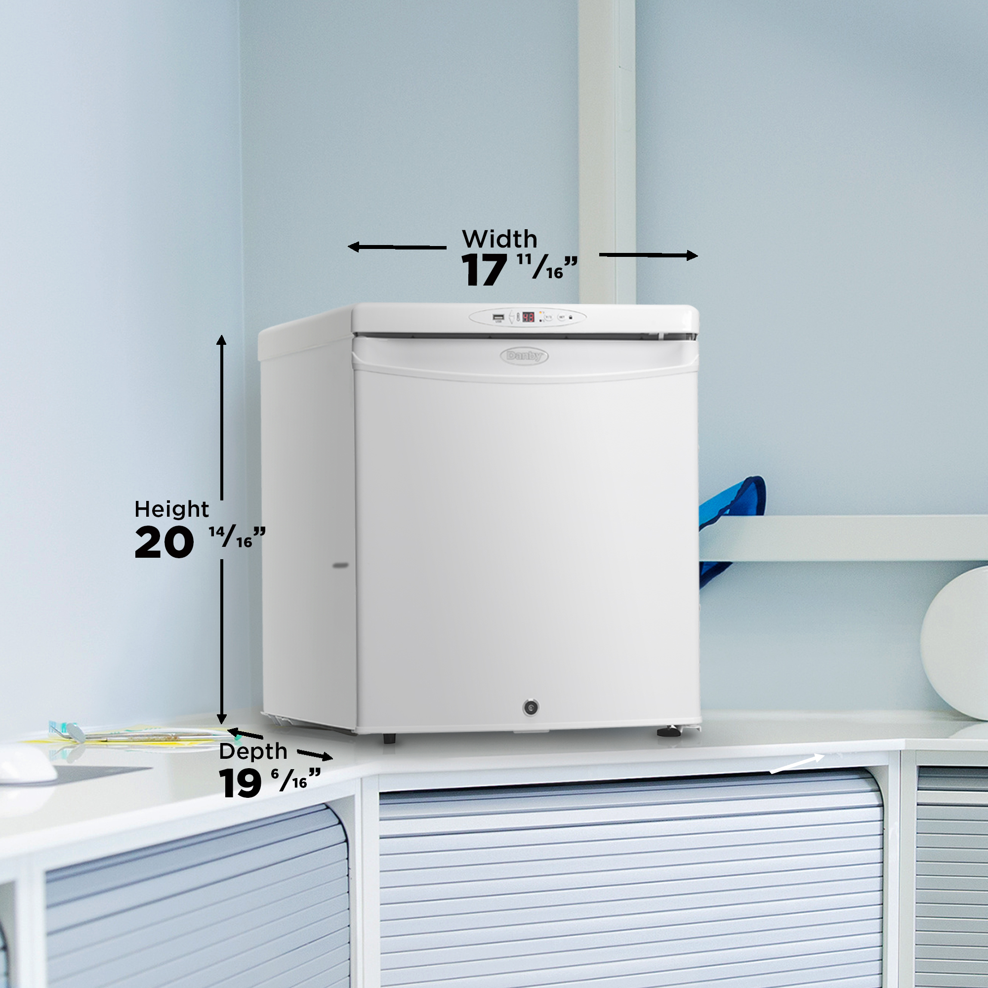 Danby Health 1.6 cu. ft. Medical Fridge in White 5 Danby DH016A1W 1 Dimensions