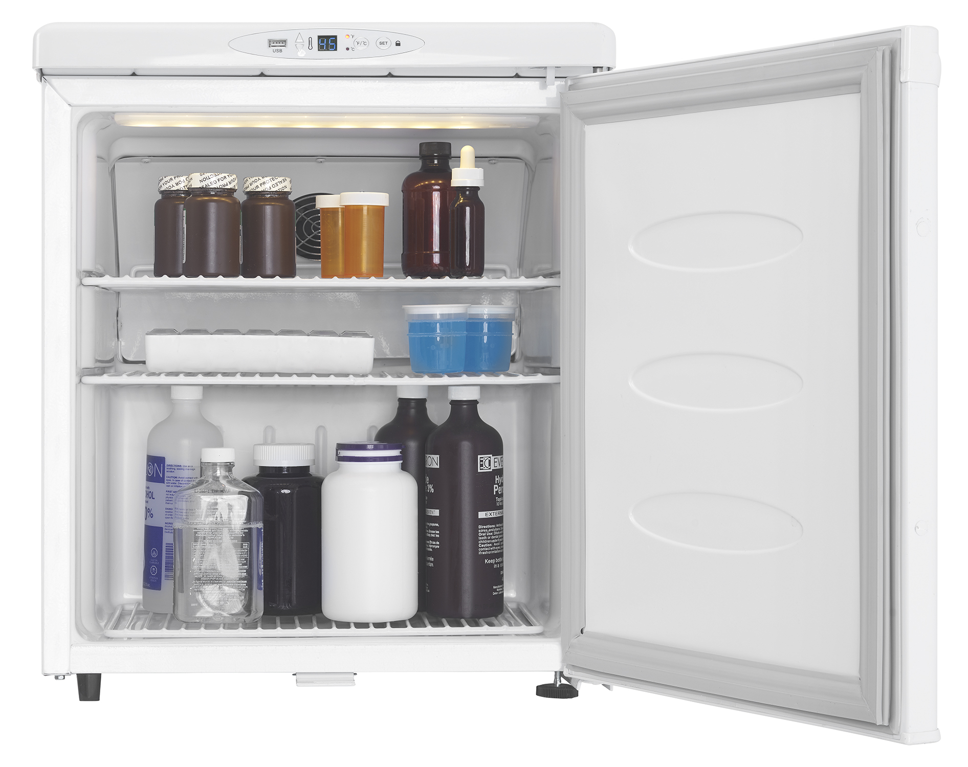 Danby Health 1.6 cu. ft. Medical Fridge in White 6 Danby DH016A1W Front Propped