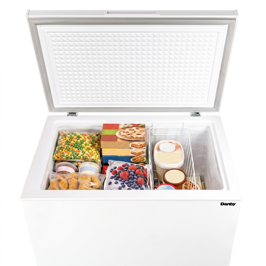 Congélateur coffre carré convertible Danby blanc 11 pieds cubes Danby dcf070a5wcdb propped 3