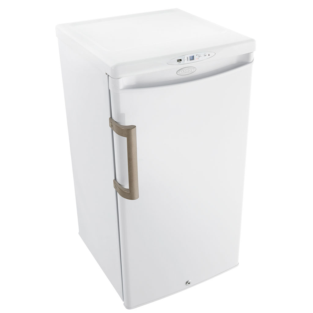 Danby Health 3.2 cu. ft. Medical Fridge in White 2 Danby dh032a1w high angle right handle